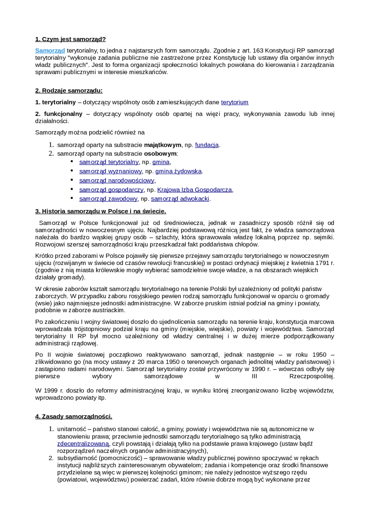 Samorząd terytorialny to - Docsity