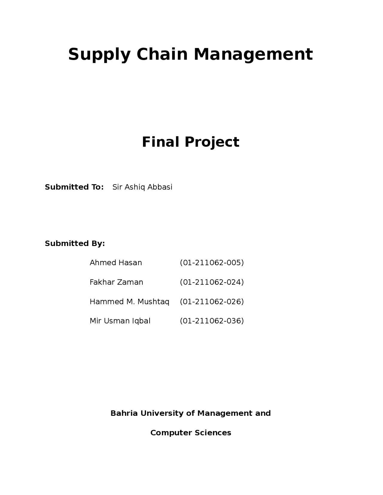 Supply chain project - Docsity