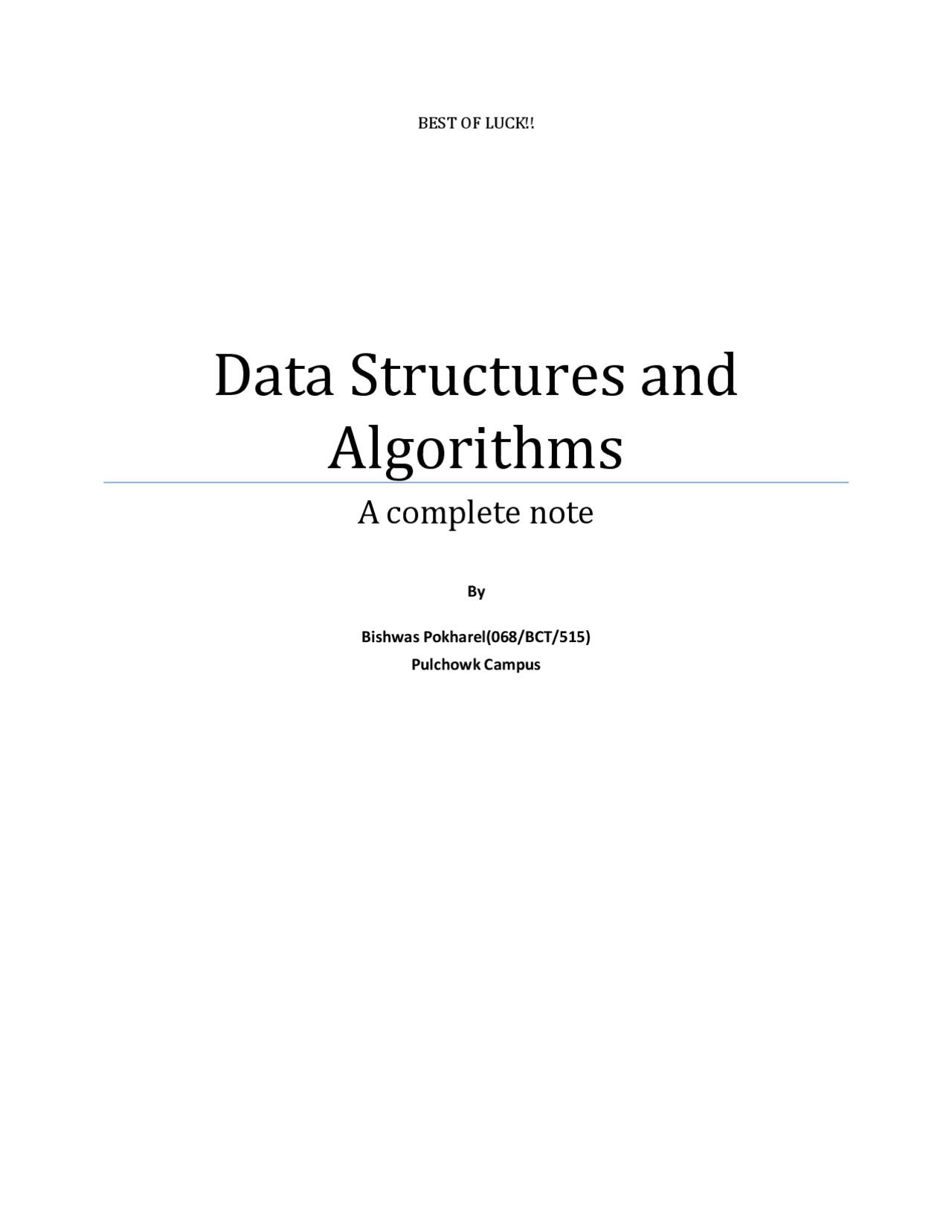 A Complete note on data structures and algorithms - Docsity