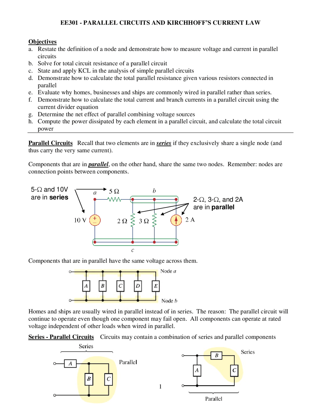 Parallel Circuits and Kirchhoff's current law - Docsity