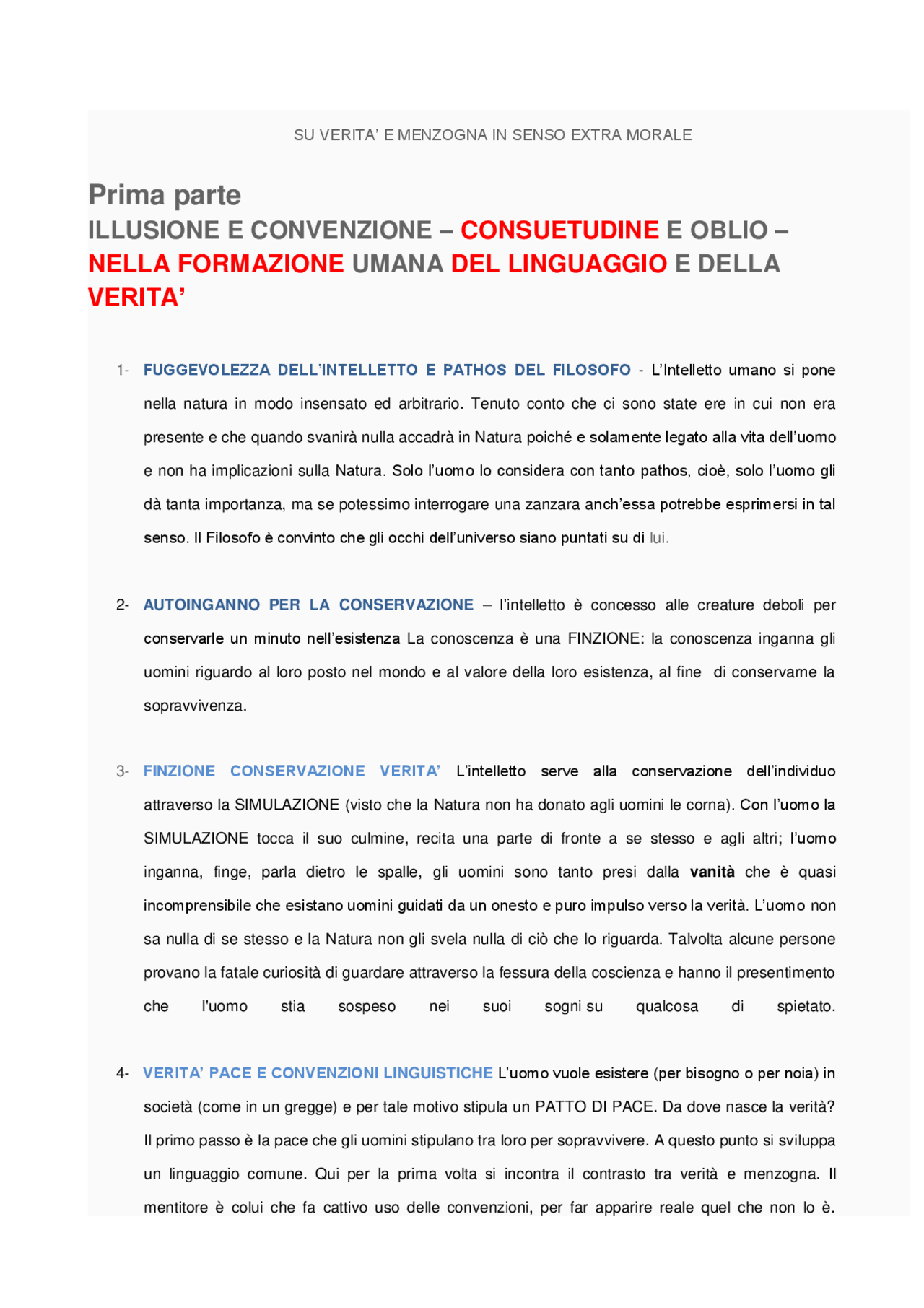 Nietzsche su verità e menzogna Docsity