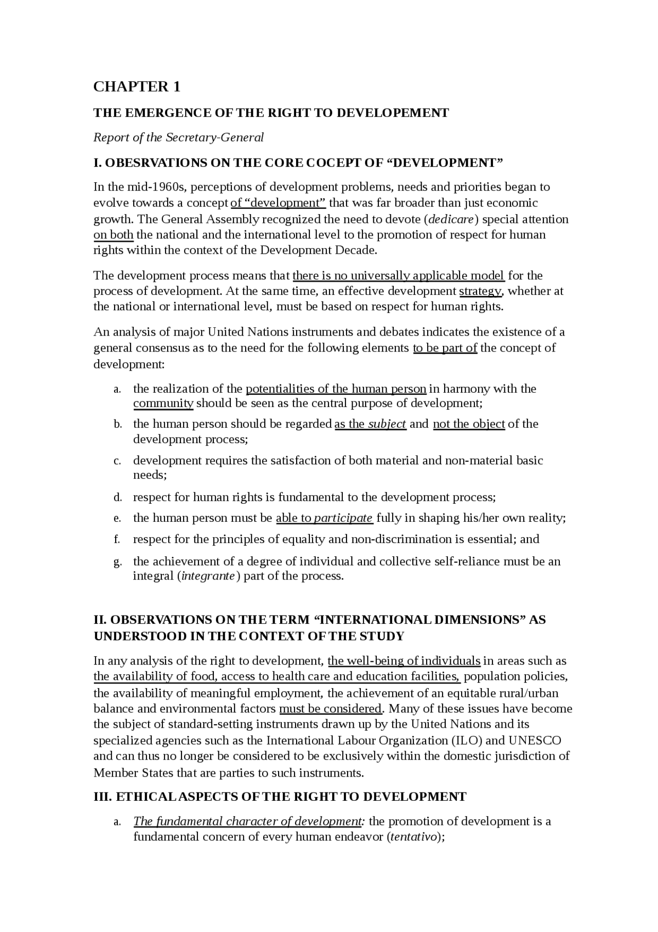 Realizing the Right to Development - Docsity