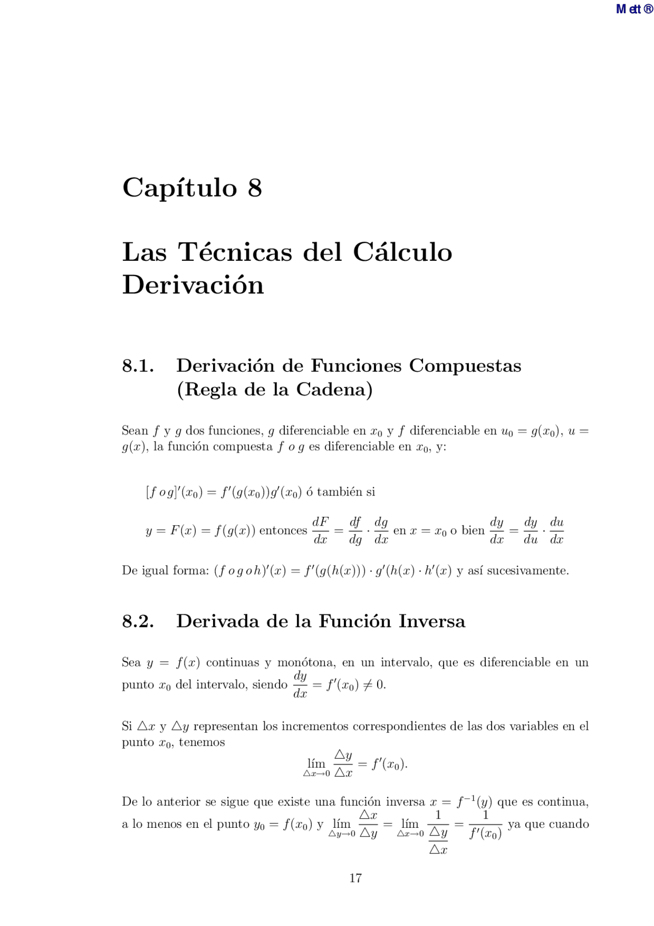 ZEGARRA-Cálculo-08 Tec. Cálculo Derivación | Apuntes de Matemáticas |  Docsity
