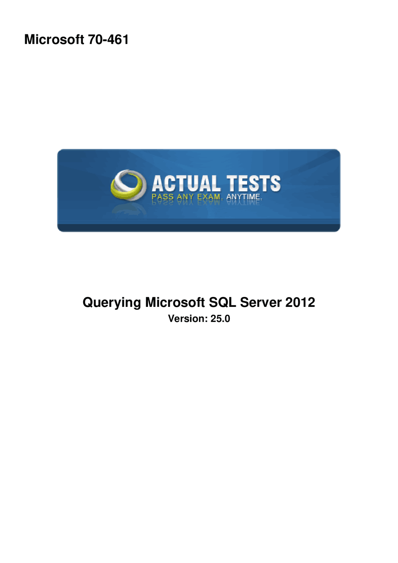 70 461 Querying Microsoft SQL Server 2012 - Docsity