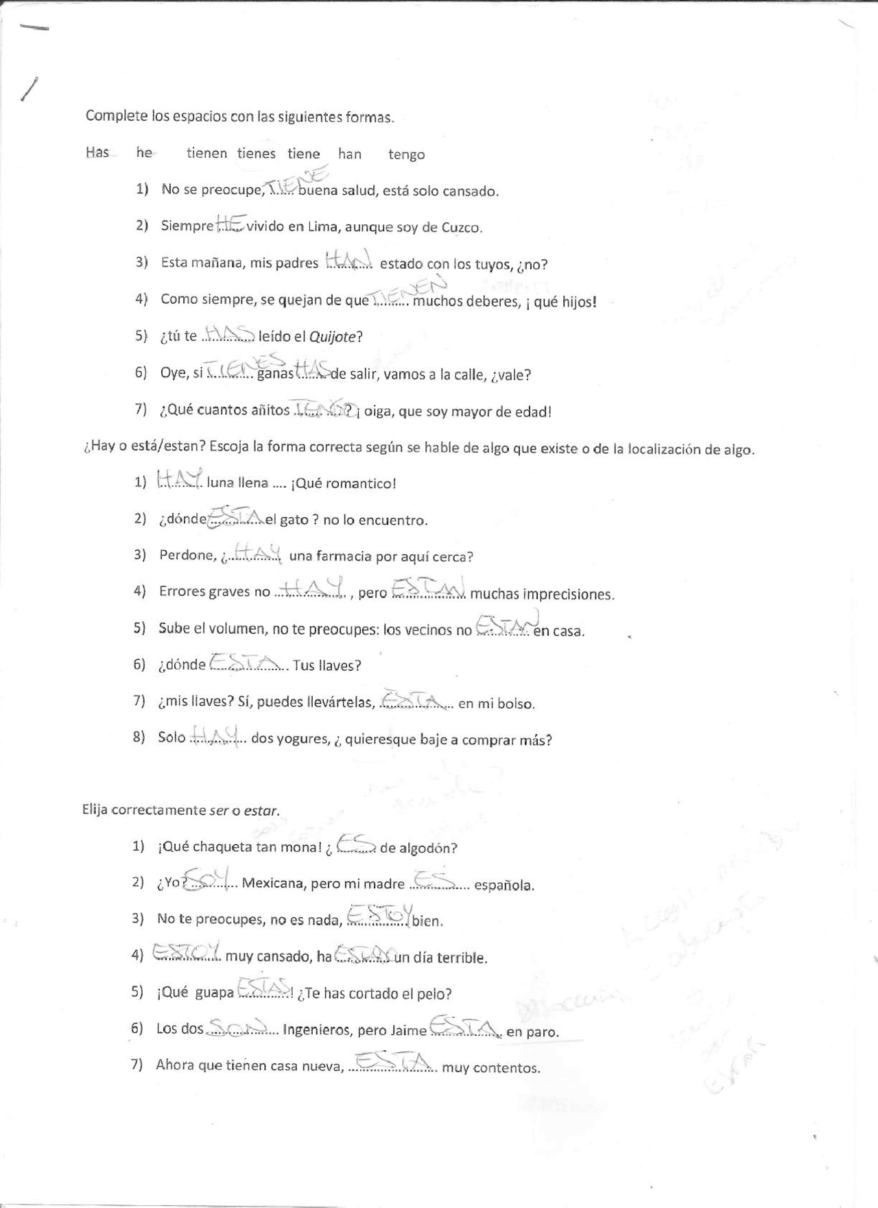 Esercizi spagnolo con soluzioni Docsity