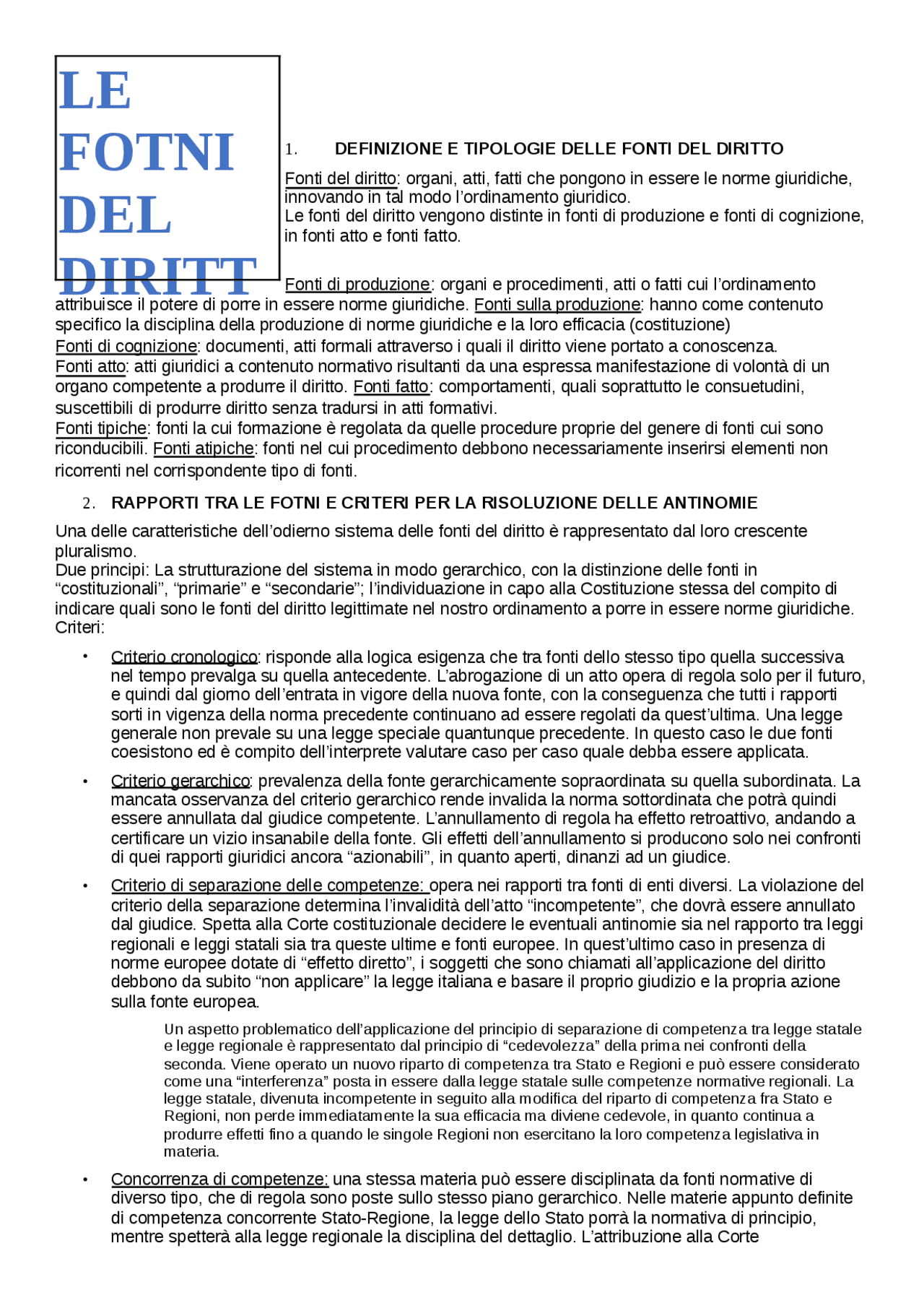 L'ordinamento della repubblica Docsity