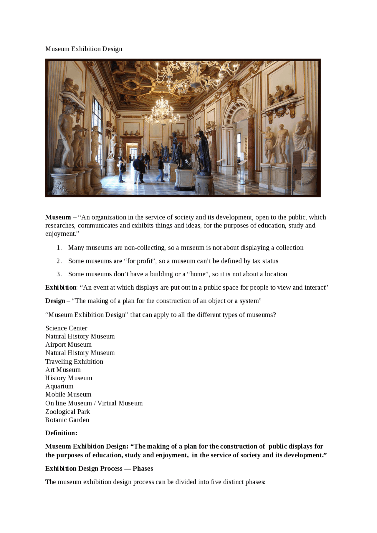 Exhibit Structure Format Example Museum Exhibition Design - Docsity