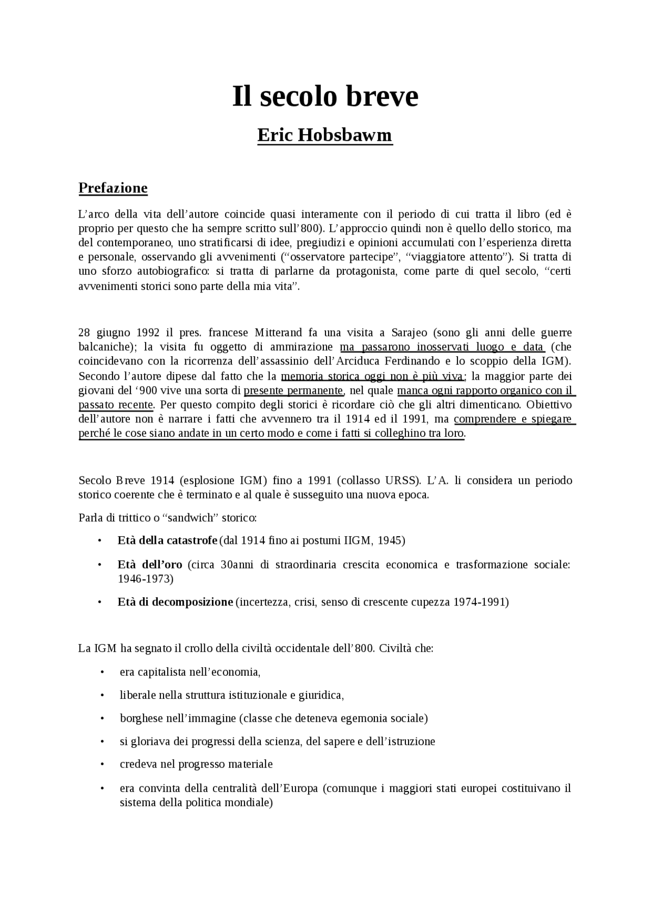 eric hobsbawm il secolo breve