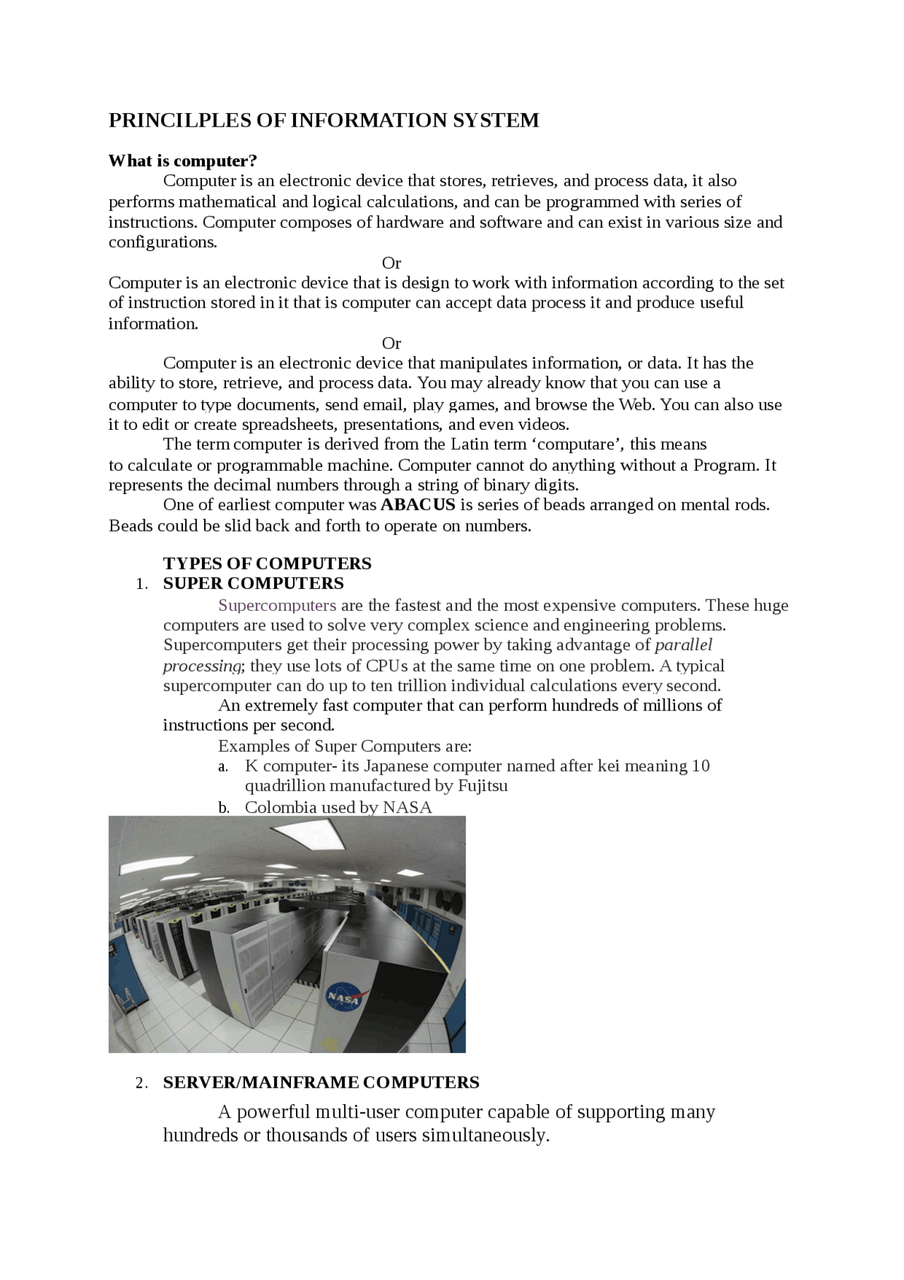 Introduction to computers - Docsity