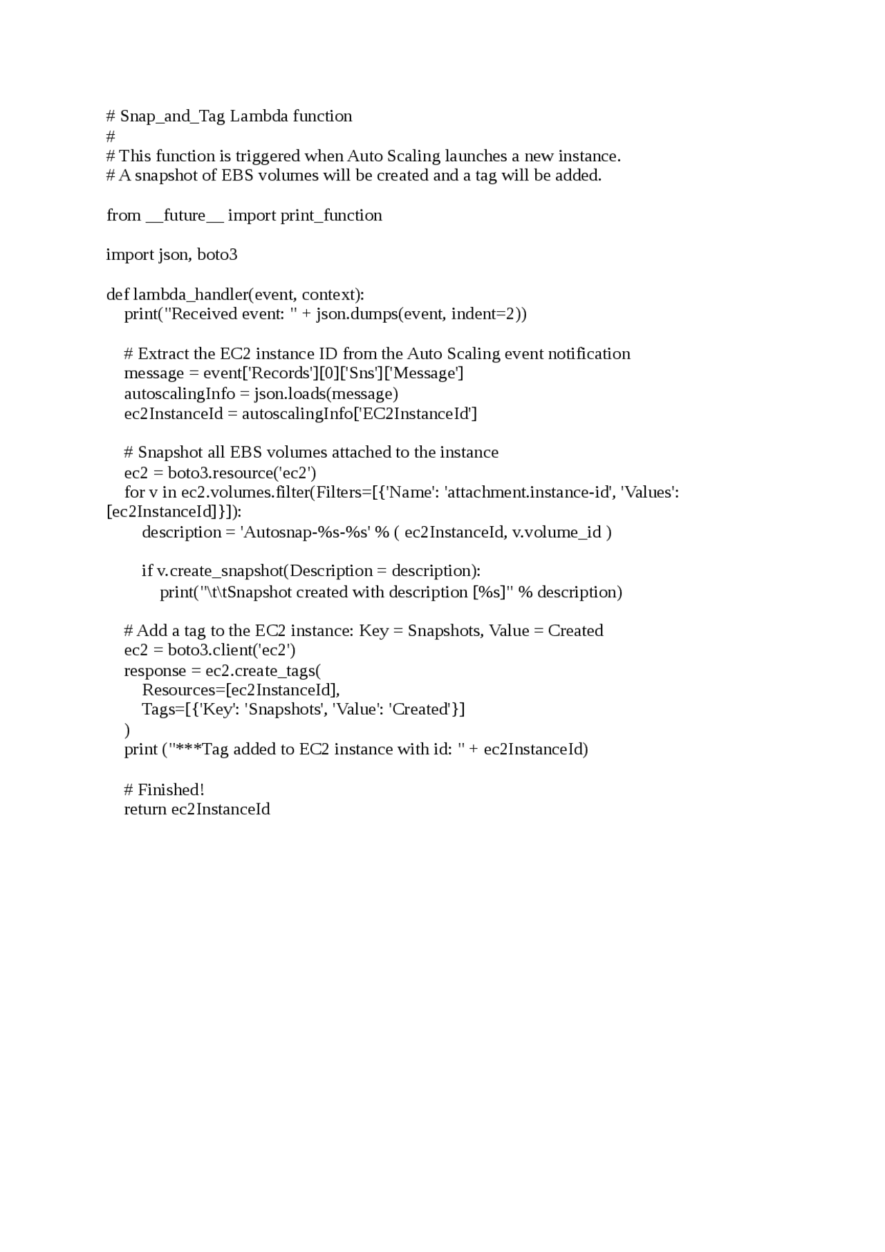 AWS lambda function script template Study notes Computer science Docsity