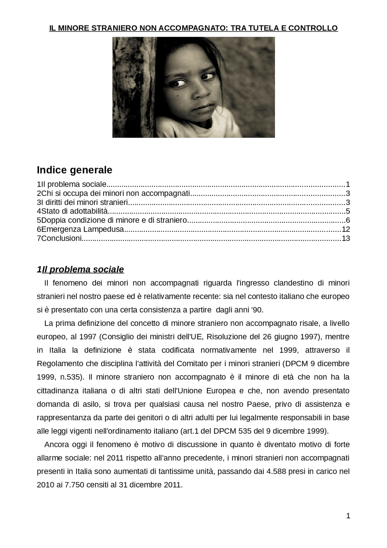 Il minore straniero non tra tutela e controllo Docsity