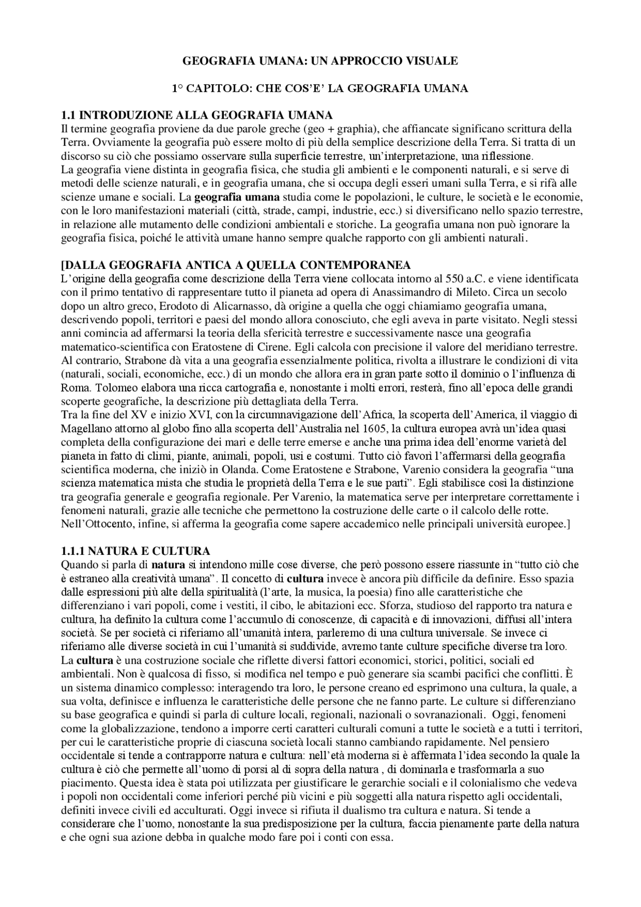 Un Approccio Visuale Geografia Umana