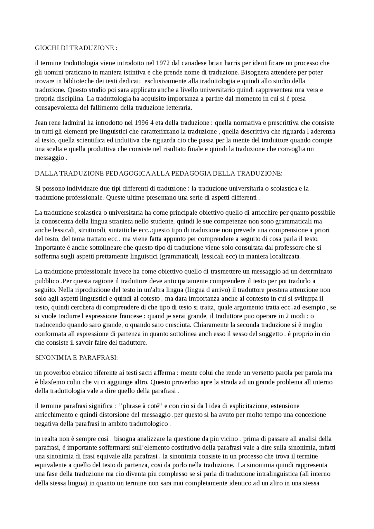 traduzione dal francese in italiano