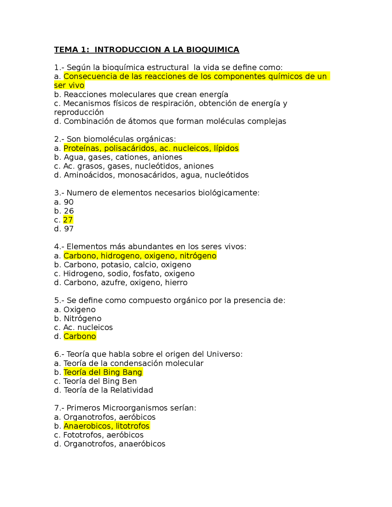O Que São Exames Bioquimicos Examen bioquímica general | Exámenes de Bioquímica - Docsity