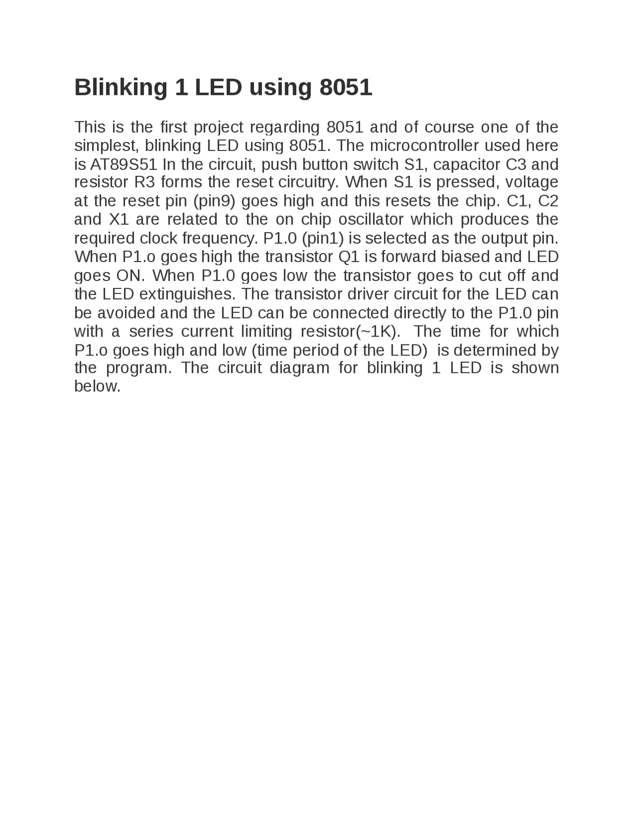 Led blinking with microcontrolled Docsity