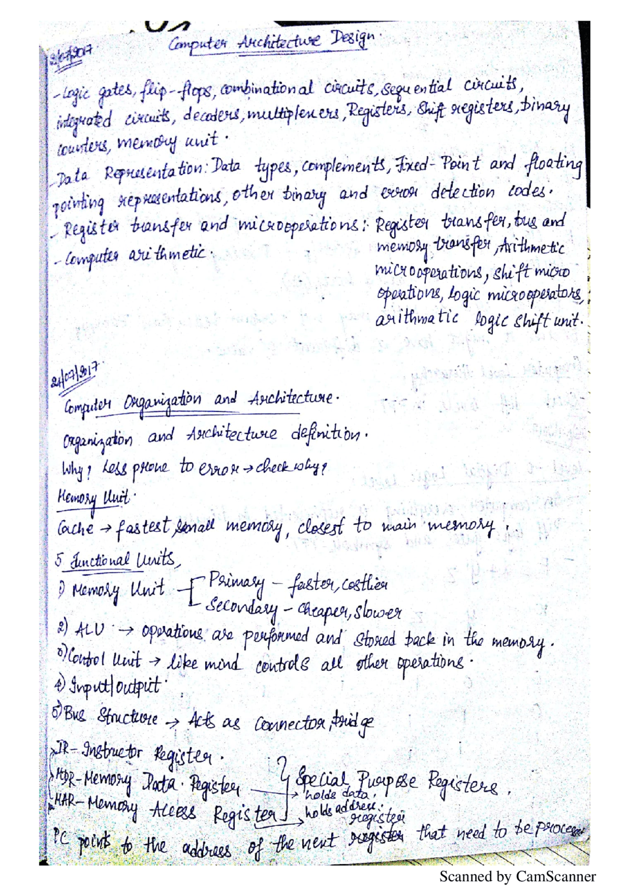 Computer architecture notes - Docsity