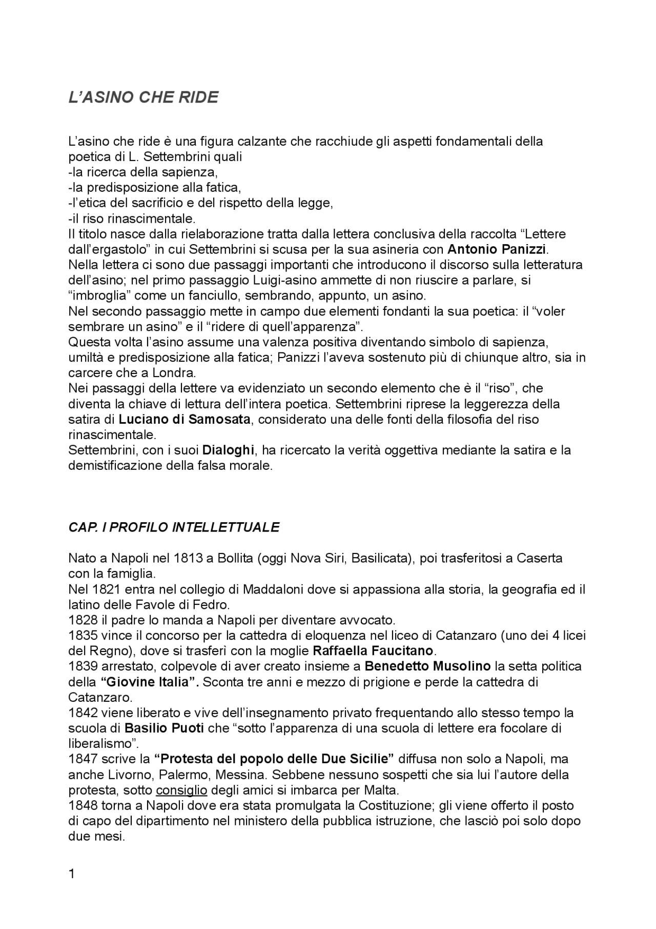 L'Asino che ride. Riassunto - Docsity