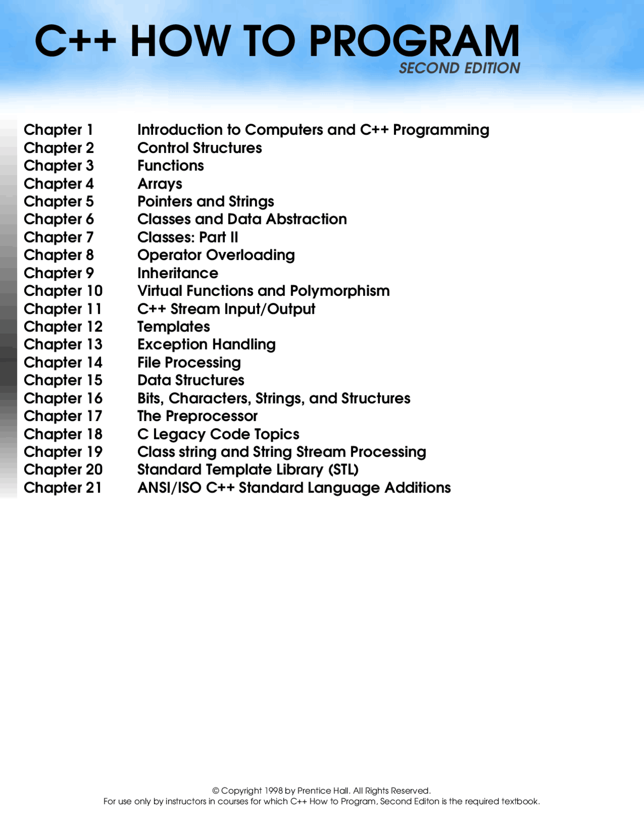 C++ How To Program by Deitel & Deitel (2nd Edition) Pdf Download - Docsity