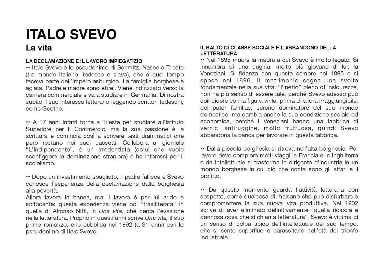 ITALO SVEVO RIASSUNTO Docsity ITALO SVEVO RIASSUNTO Docsity