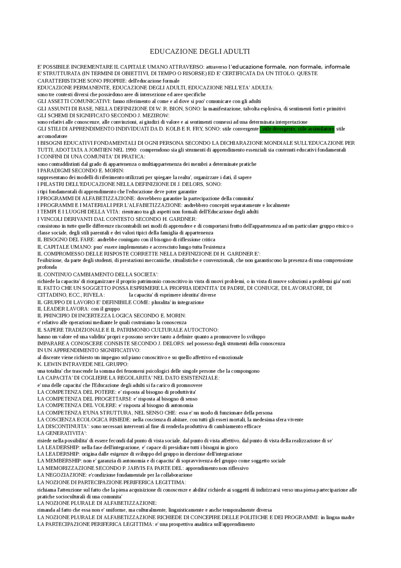 Esame Educazione Degli Adulti Pegaso