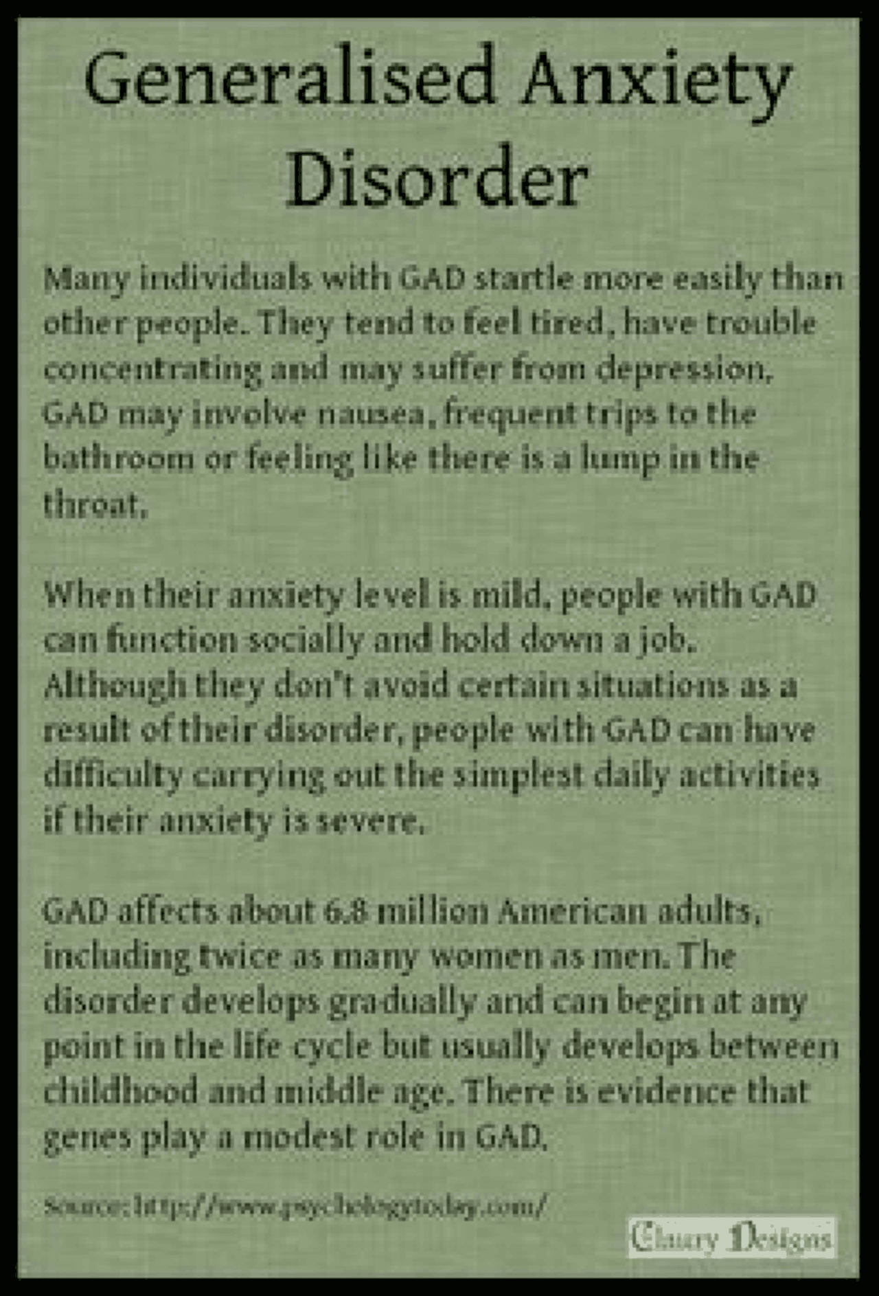 Gad Notes Generalized Anxiety Disorder (GAD) - Docsity