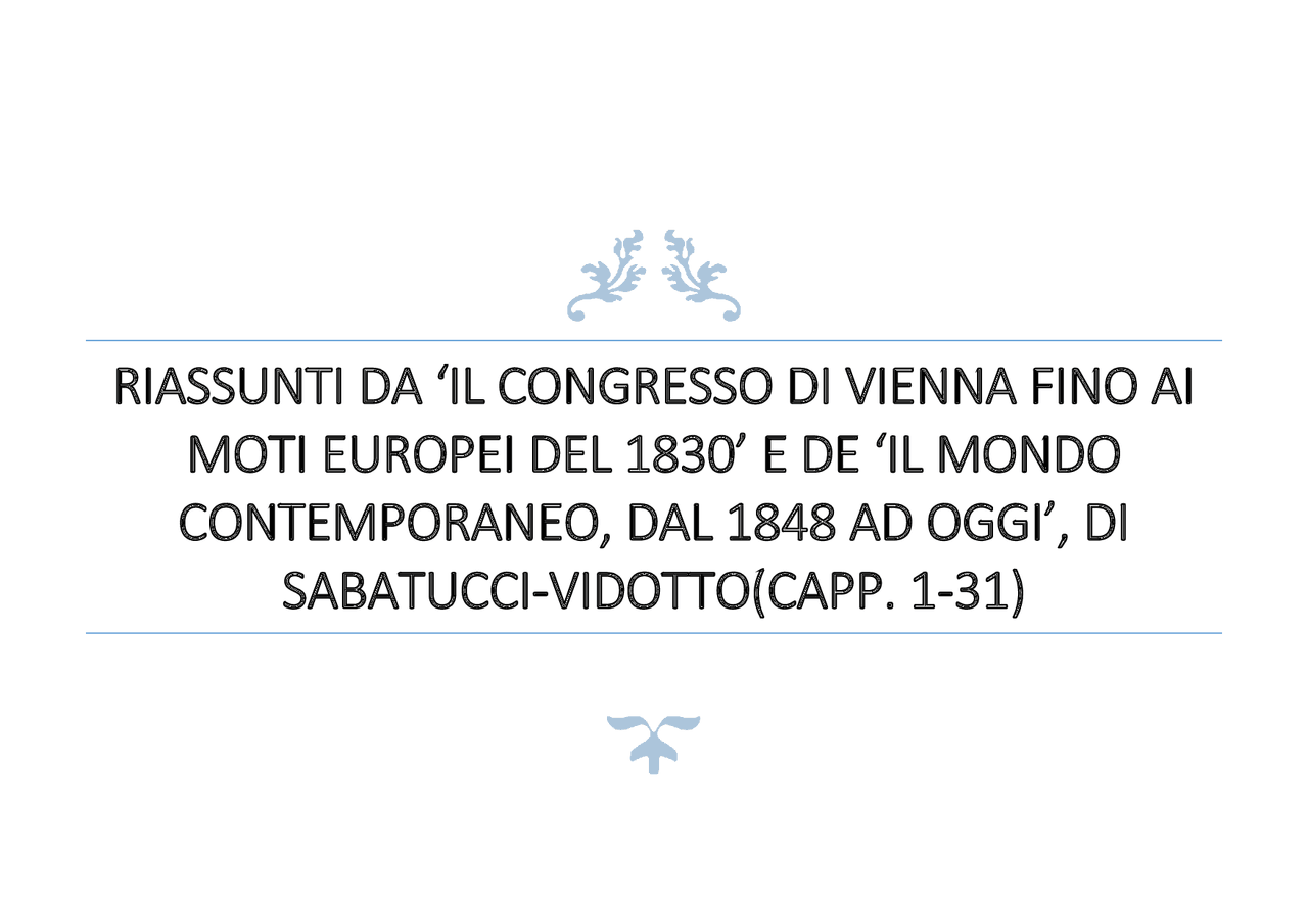 Il mondo contemporaneo, dal 1848 ad oggi - Docsity