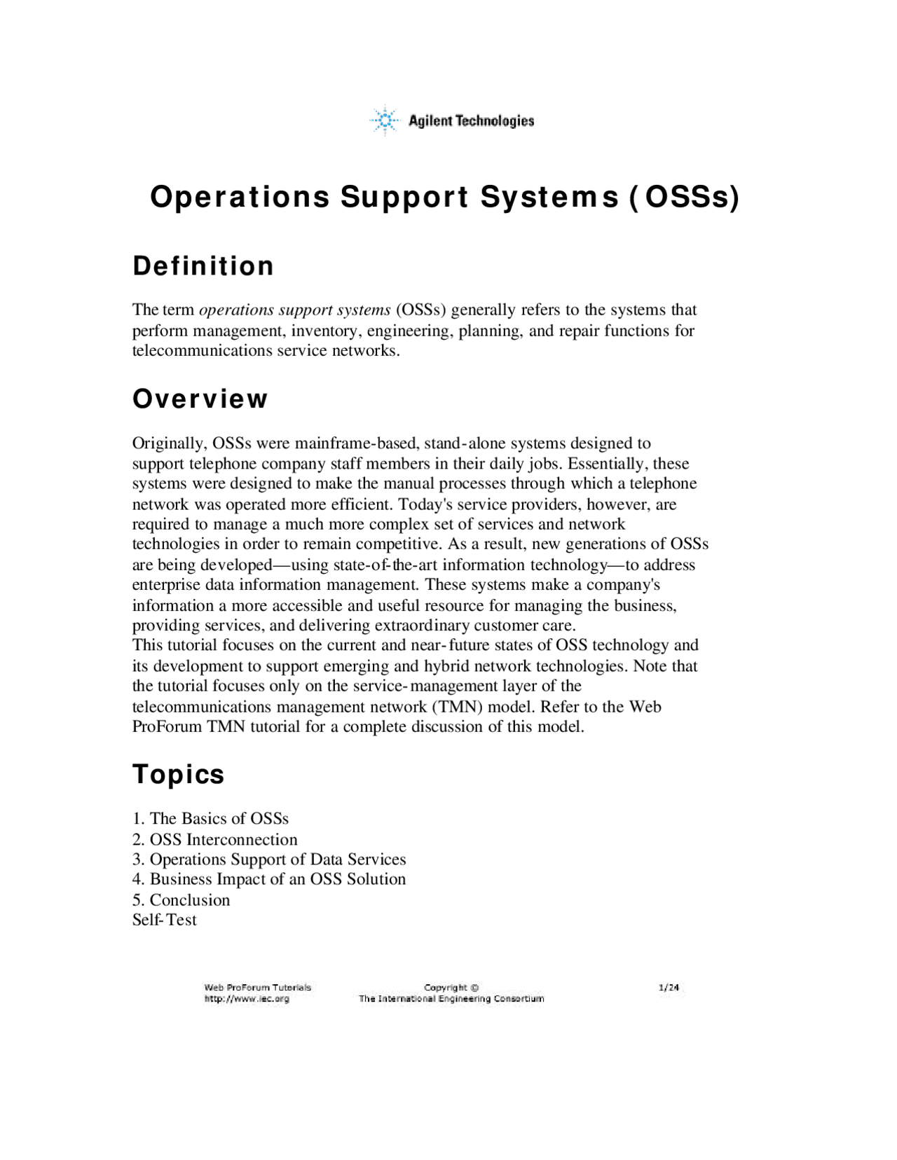 Operation Support System | Lecture notes Computer Science - Docsity