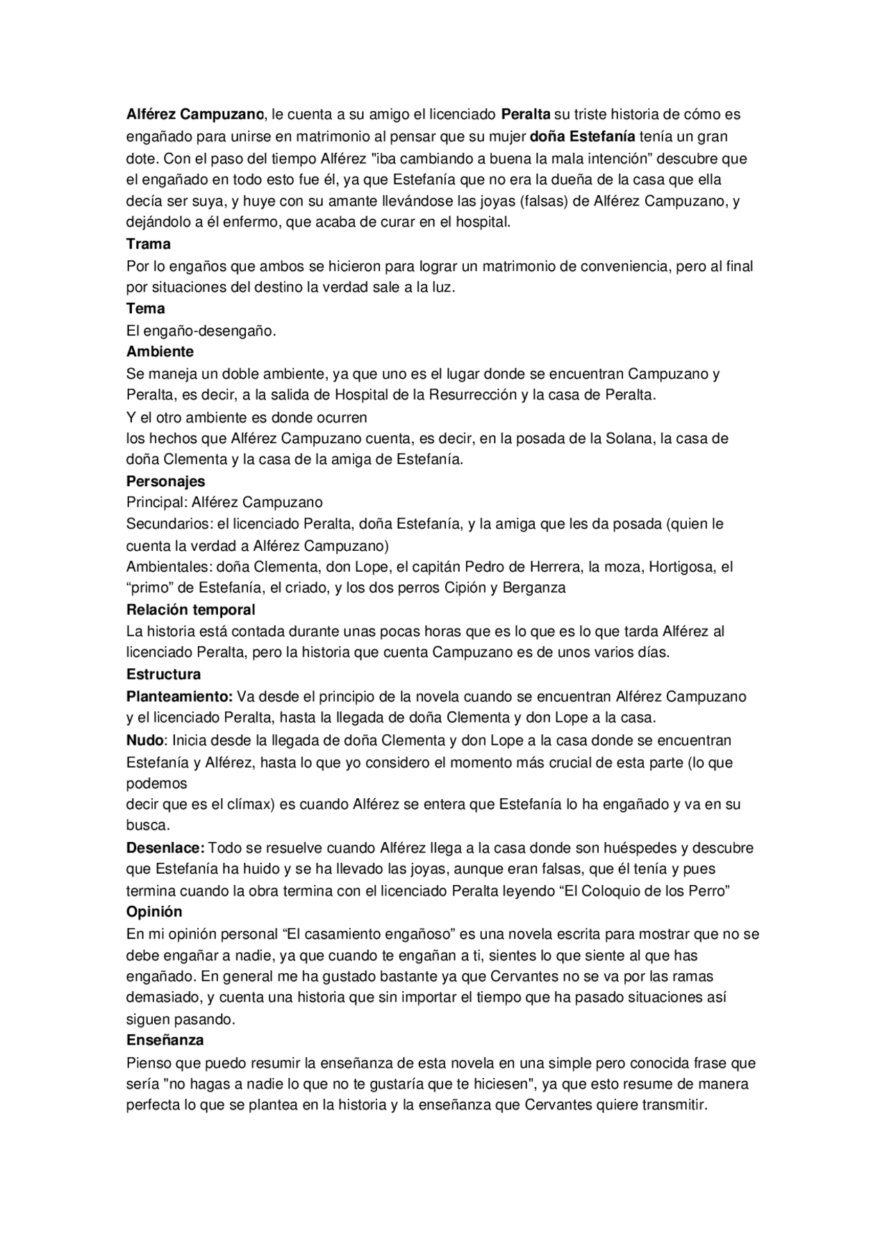 Resumen De Alferez Campuzano Docsity
