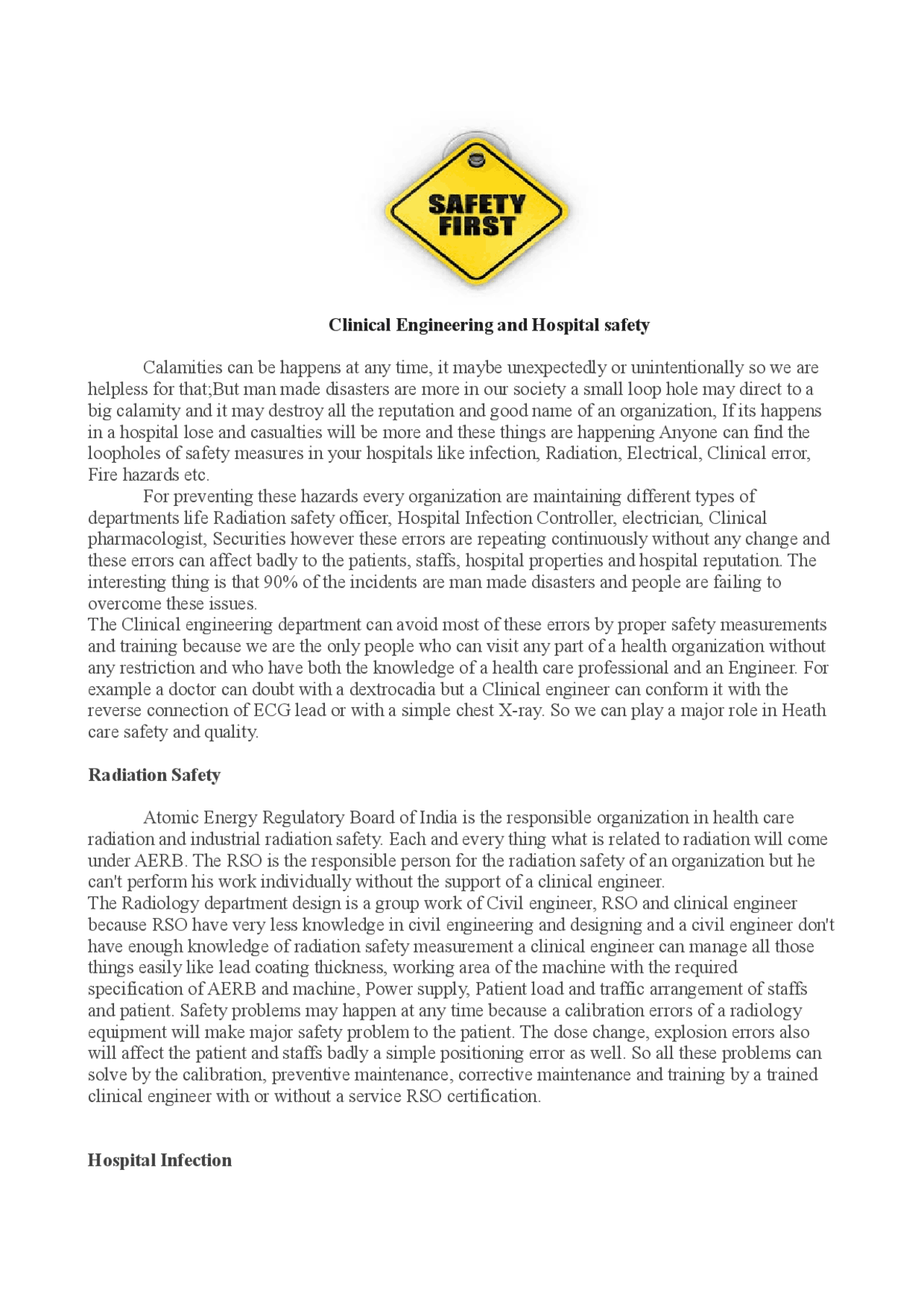 Hospital safety and clinical Engineering - Docsity