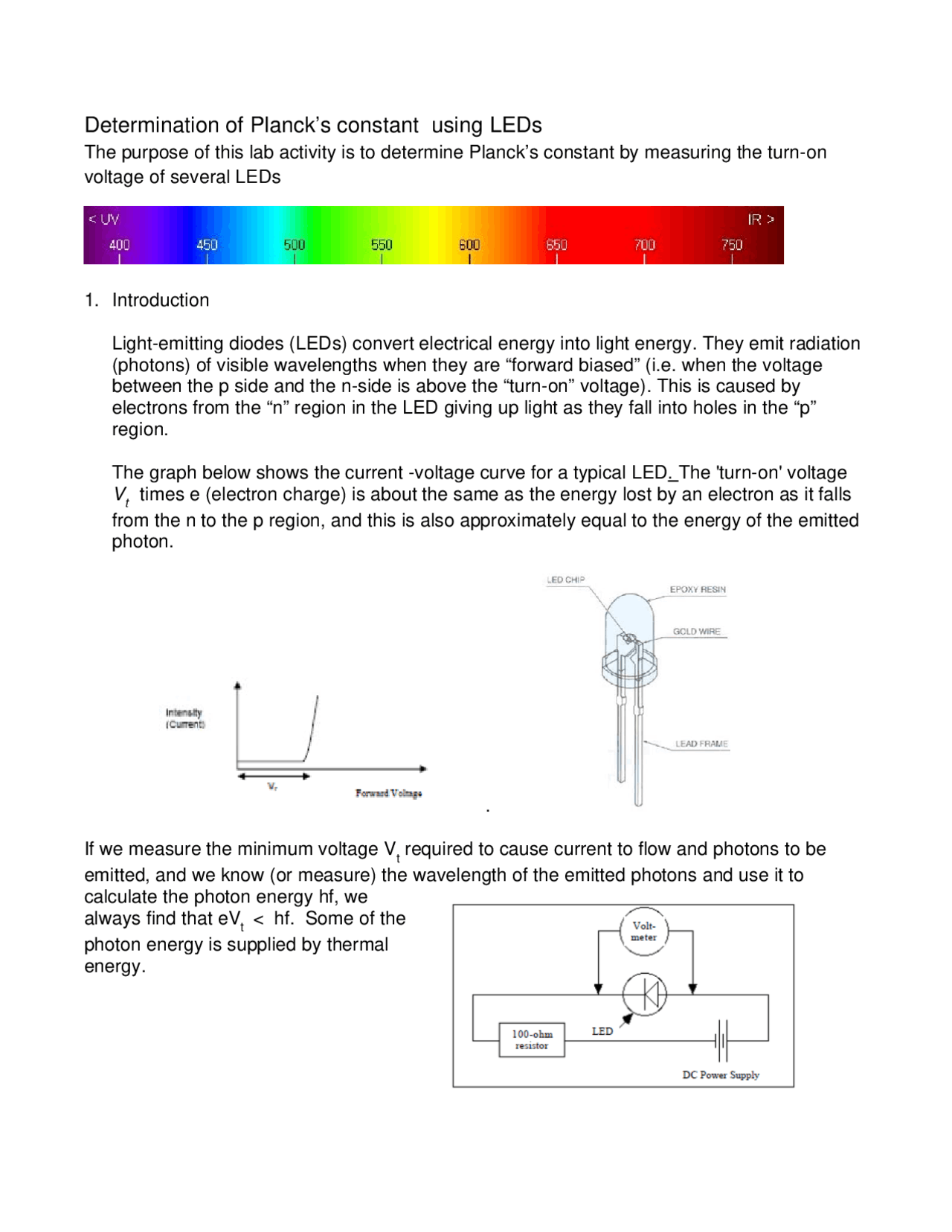 LED plancks experiment physics | Study notes Physics | Docsity