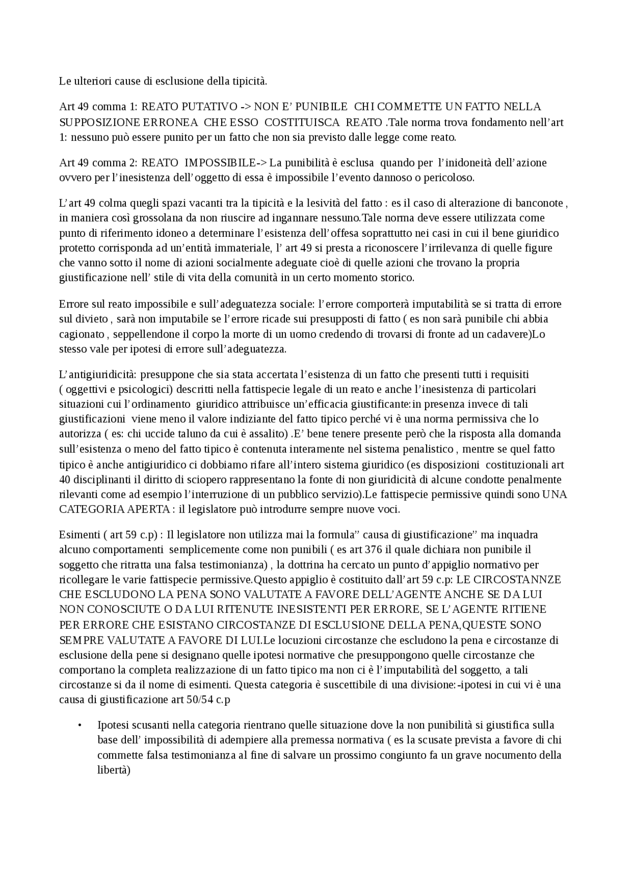 Le ulteriori cause di esclusione della tipicità Docsity Le ulteriori cause di esclusione della tipicità Docsity