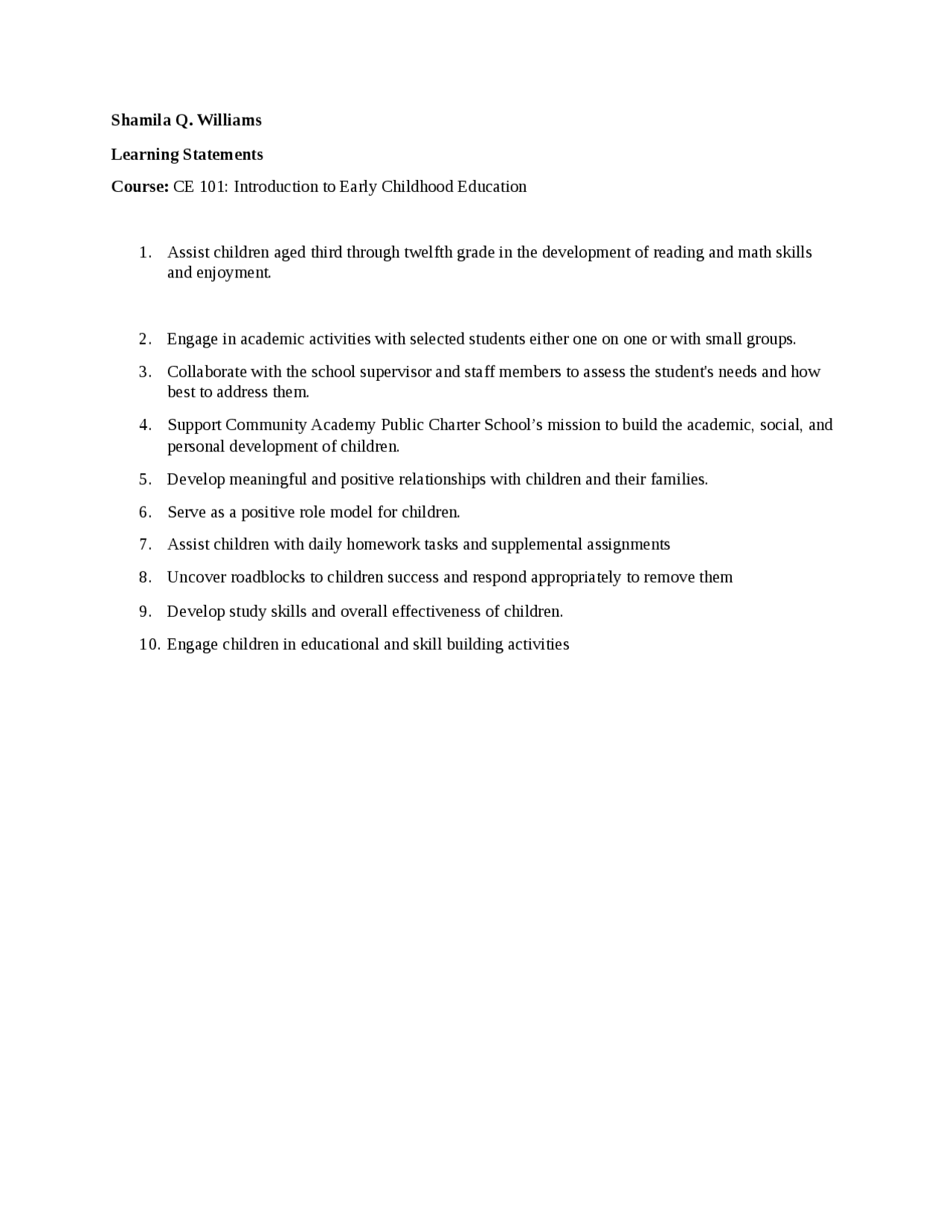 CE 101 Introduction to Early Childhood Education (LS).docx | Essays ...