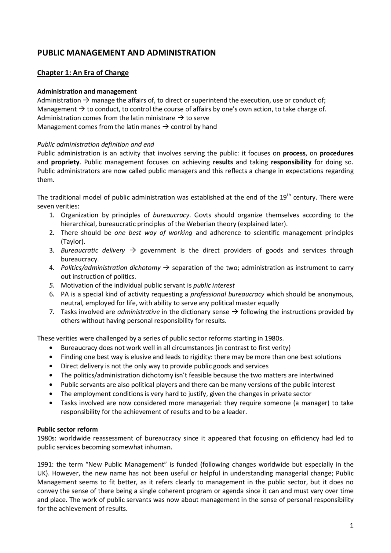 Public Management and Administration First Part Docsity Public Management and Administration First Part Docsity