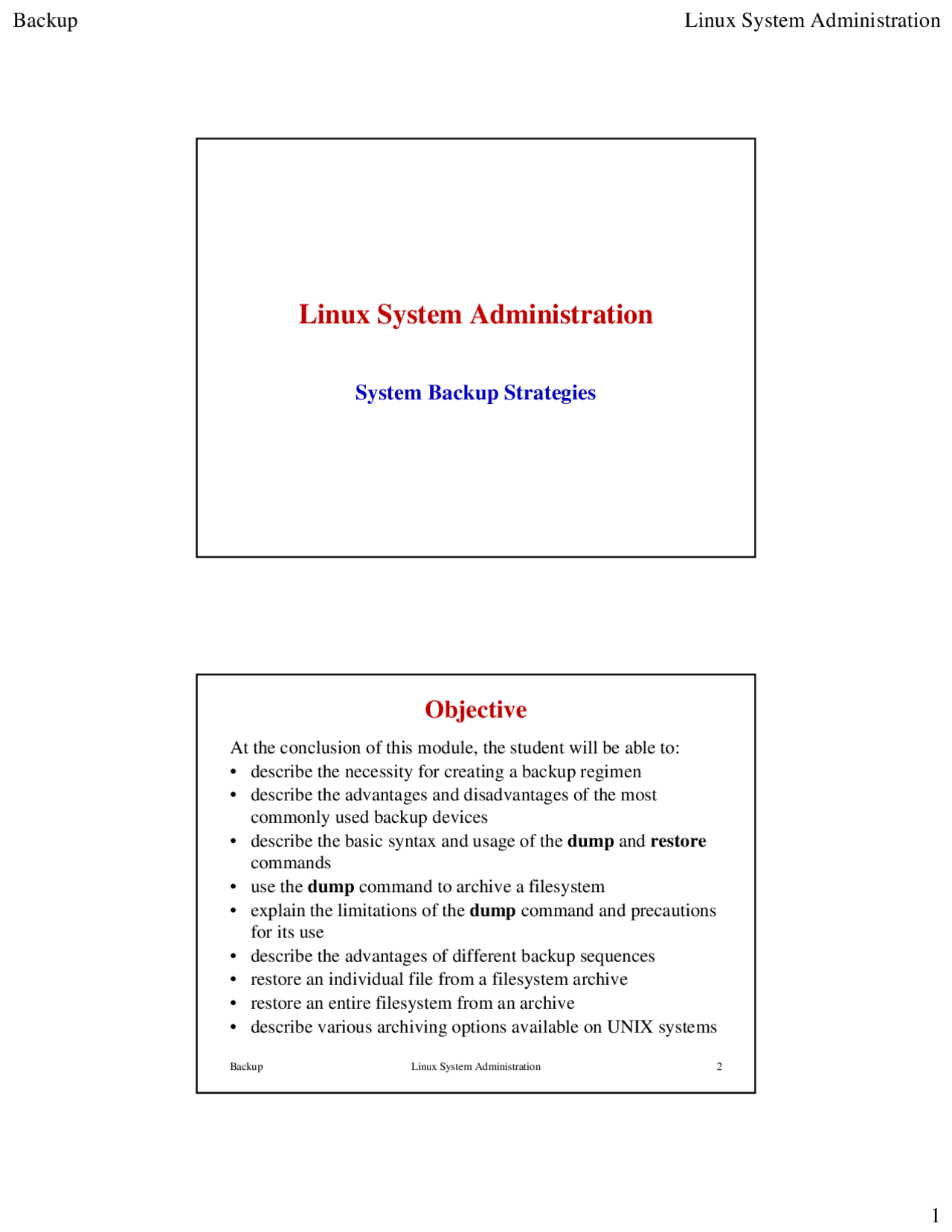 Linux System BackUp and Recovery Notes - Docsity