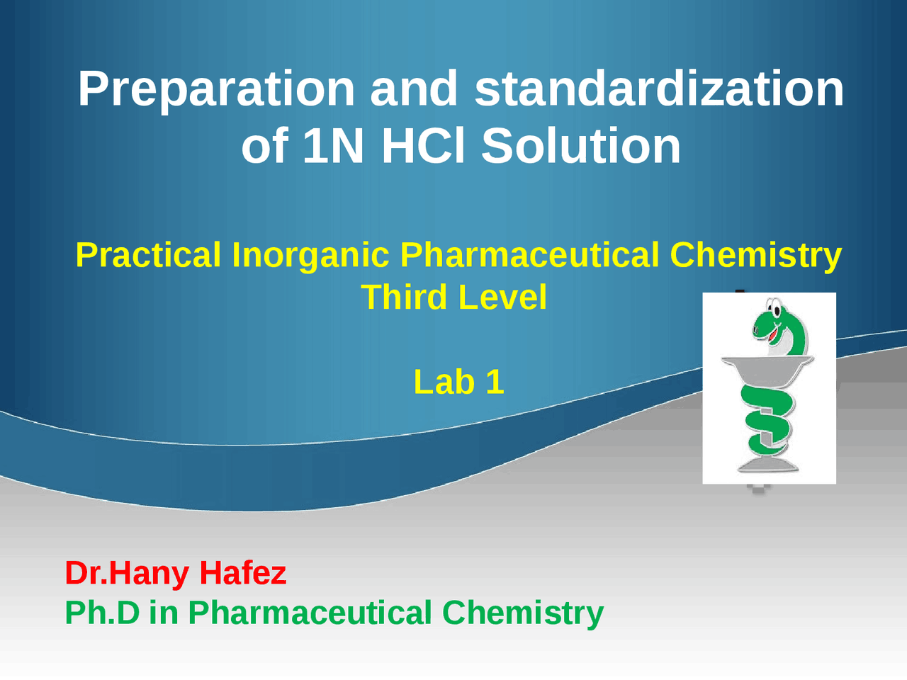 Lab 1 Preparation and standardization of 1N HCl | Lecture notes ...