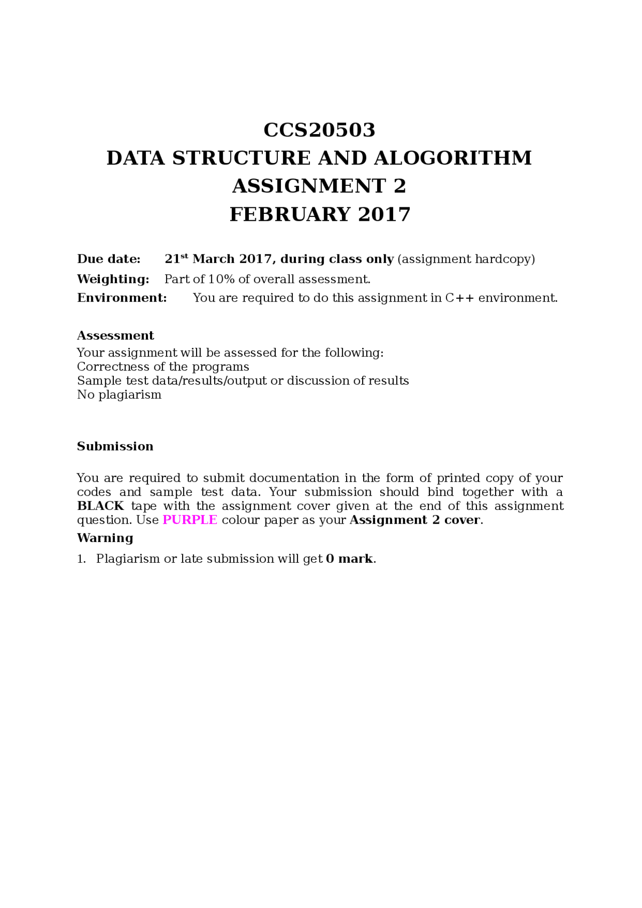 Data Structures and Algorithms Assignment 2: Linked List Implementation ...