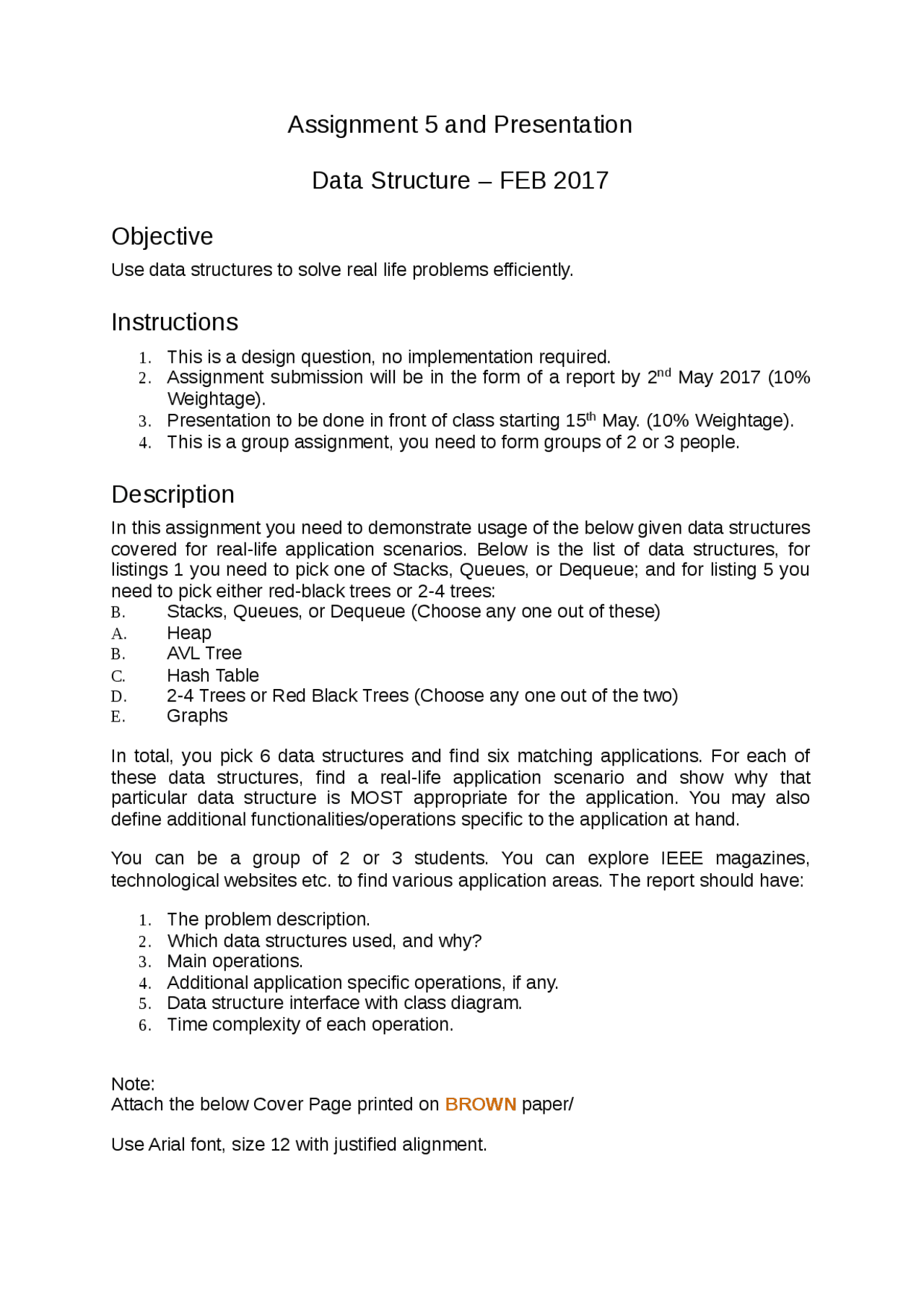 Data Structures Assignment: Real-World Applications | Study notes Data ...