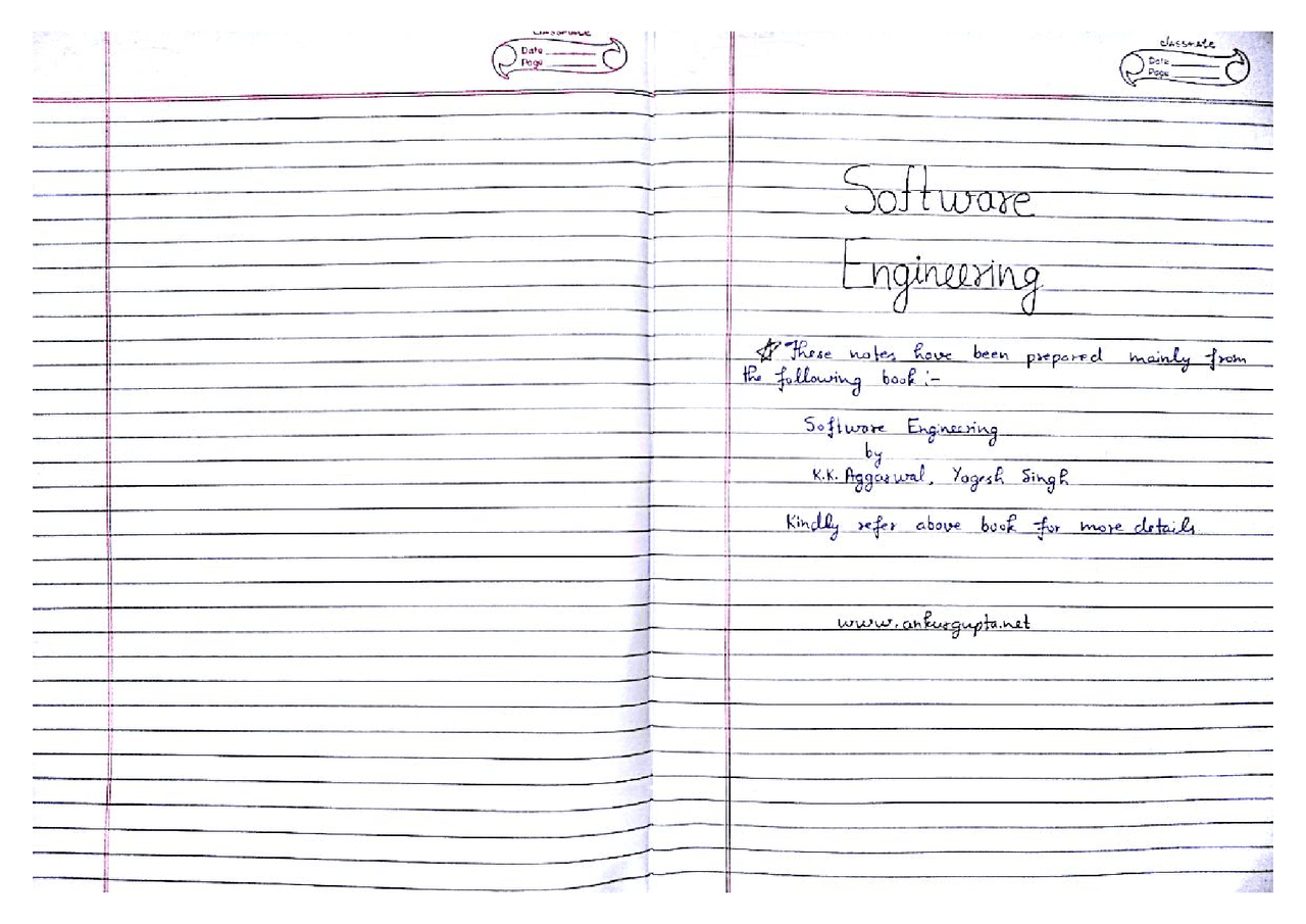Software Engineering handwritten notes | Lecture notes Software ...