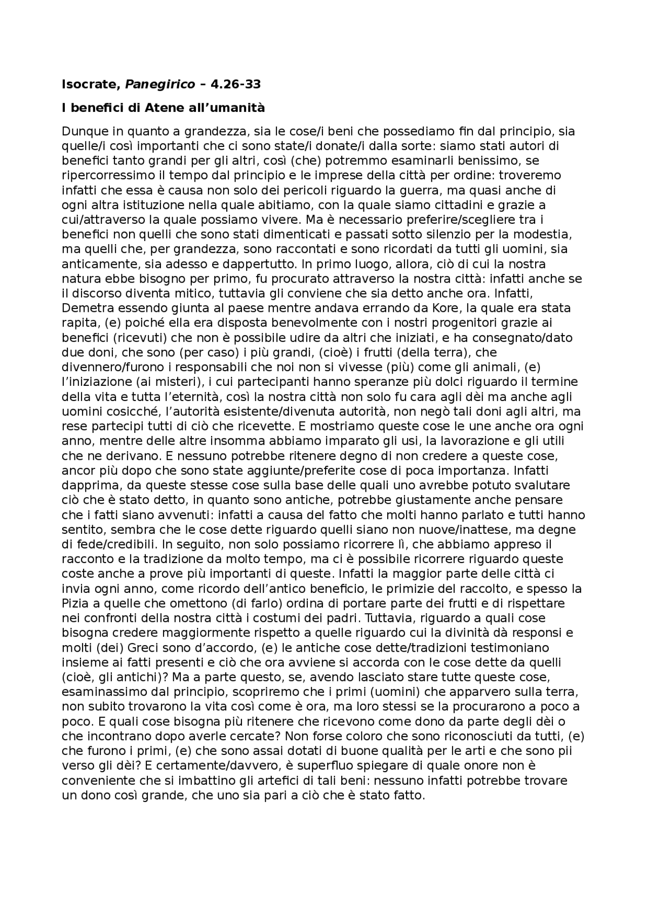 Isocrate, Panegirico 2633 Docsity