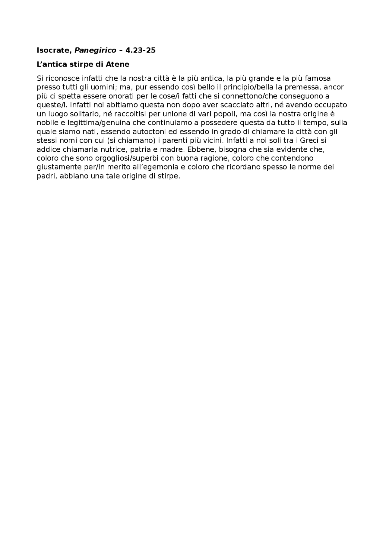 Isocrate, Panegirico, 2325 Docsity