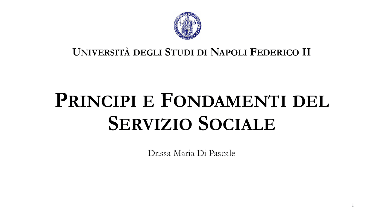 Dispensa "Principi e fondamenti del servizio sociale" | Dispense di