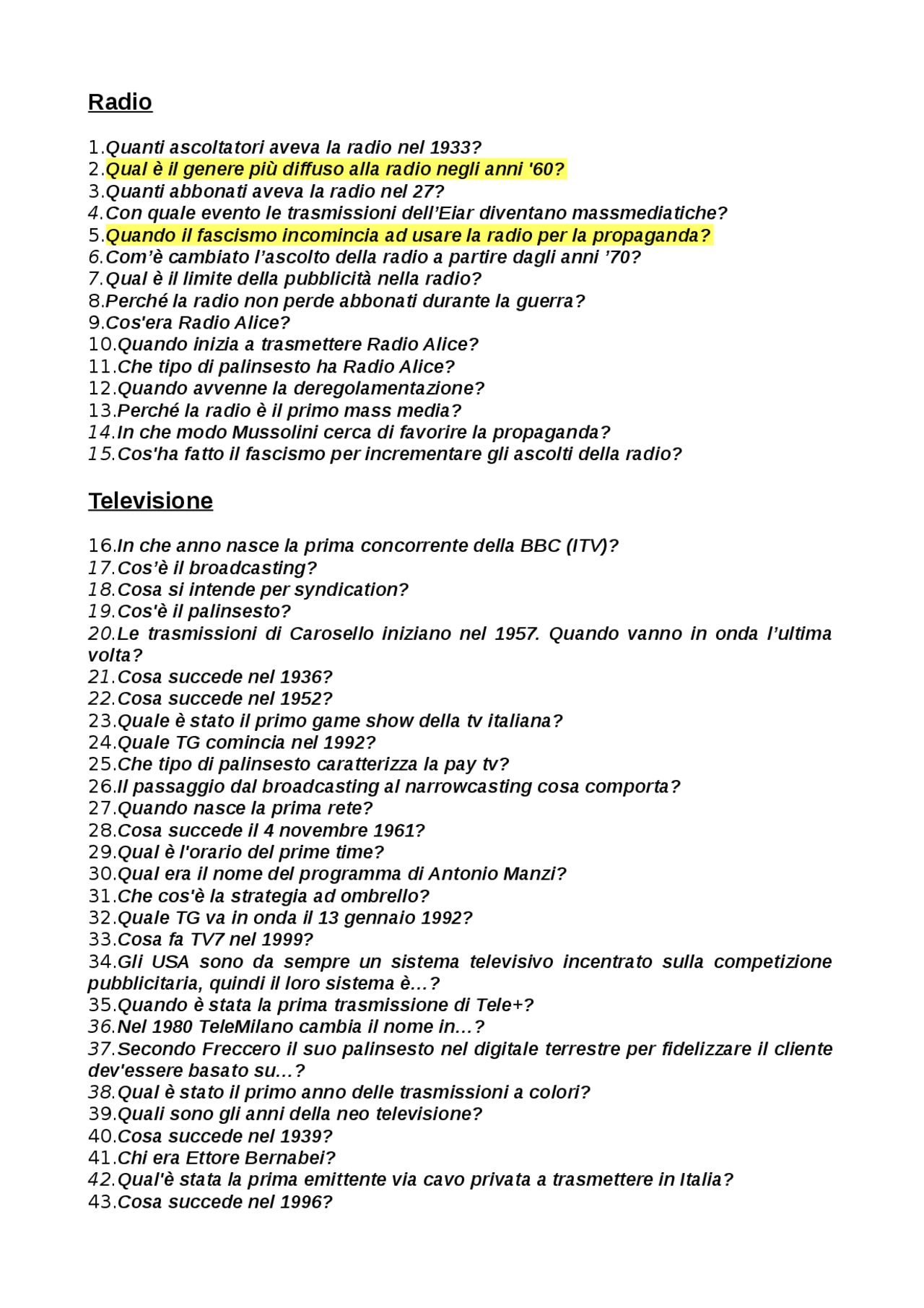 Domandestoriadellaradioedellatelevisioneconrisposte.odt Docsity Domandestoriadellaradioedellatelevisioneconrisposte.odt Docsity