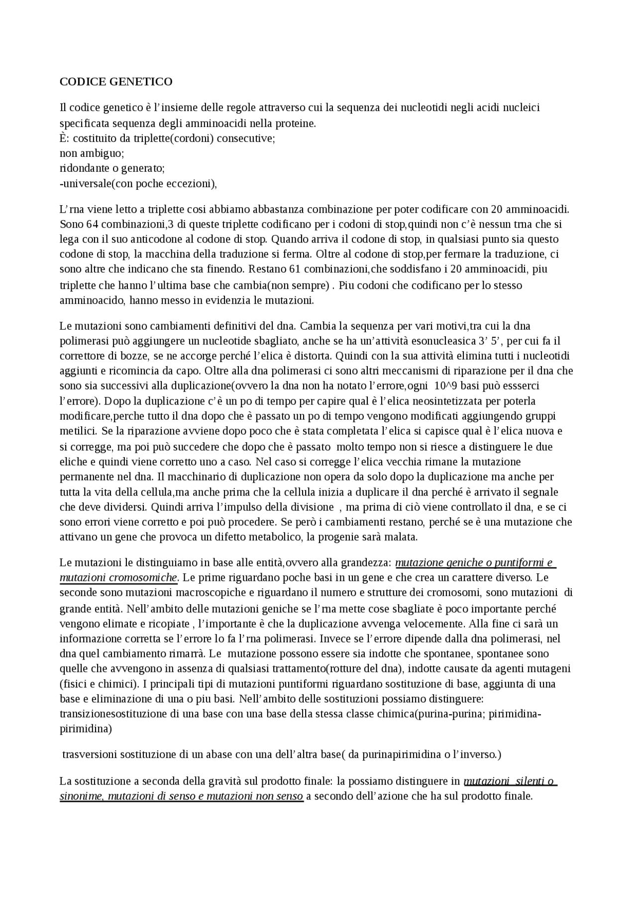 Codice Il codice è l’insieme delle