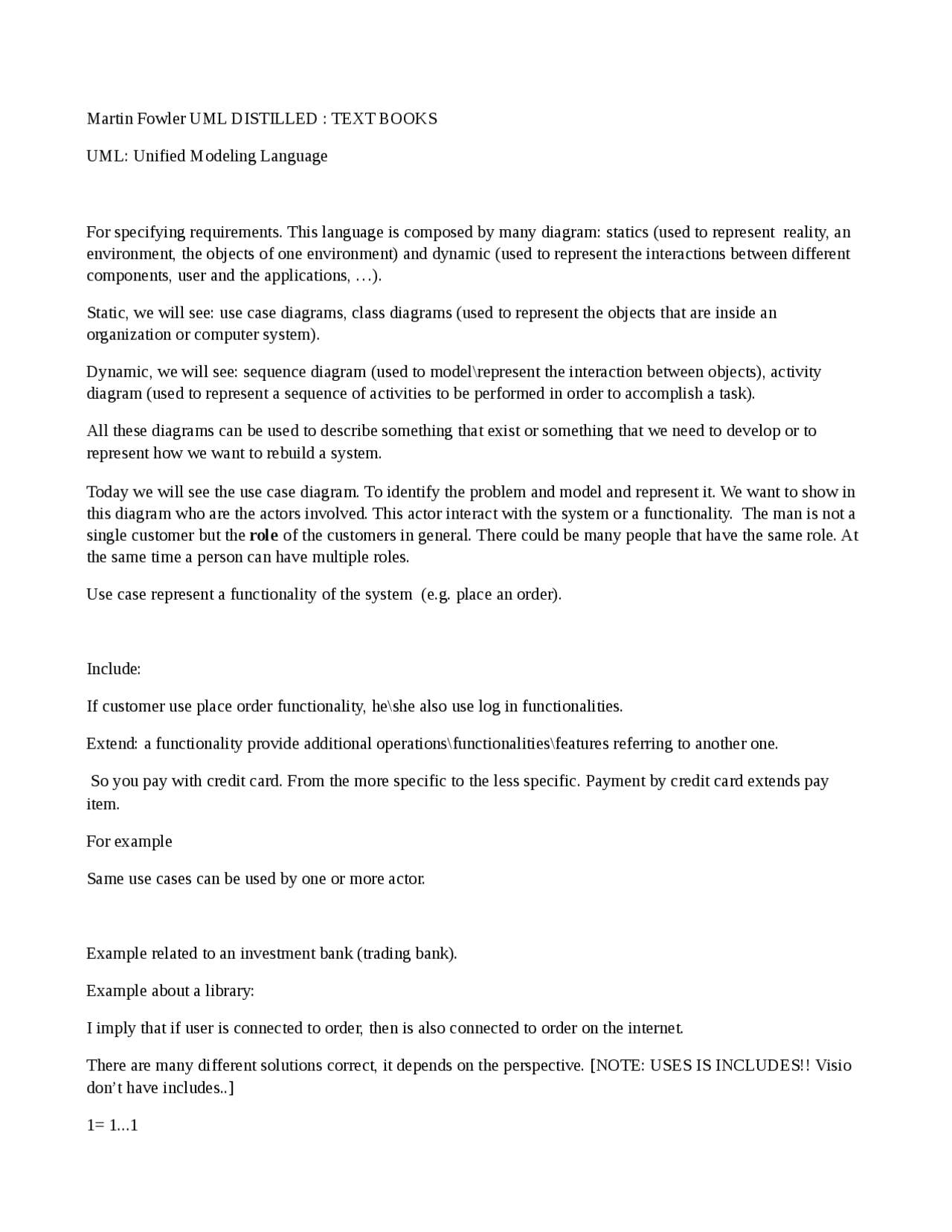 Informatica UML Notation: Notes - Docsity