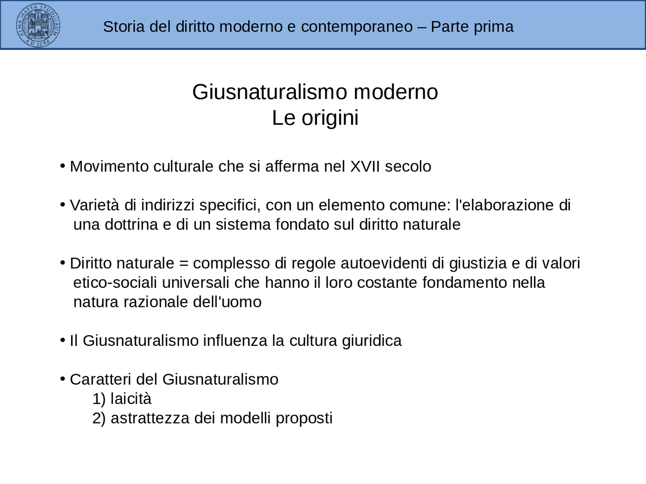 STORIA DEL DIRITTO MODERNO E CONTEMPORANEO N.Sarti | Slide di Diritto