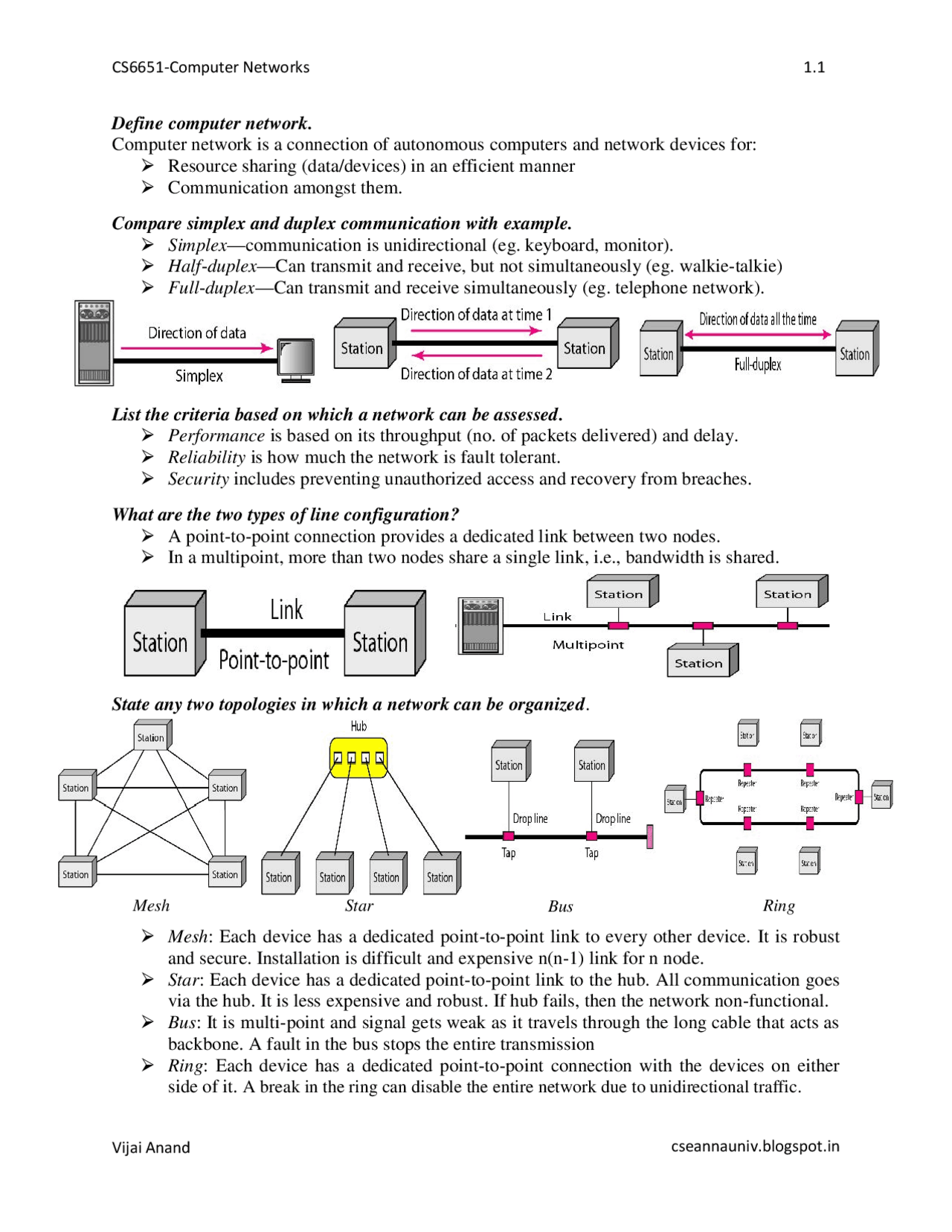 Unit 1 lecture notes for computer networks - Docsity