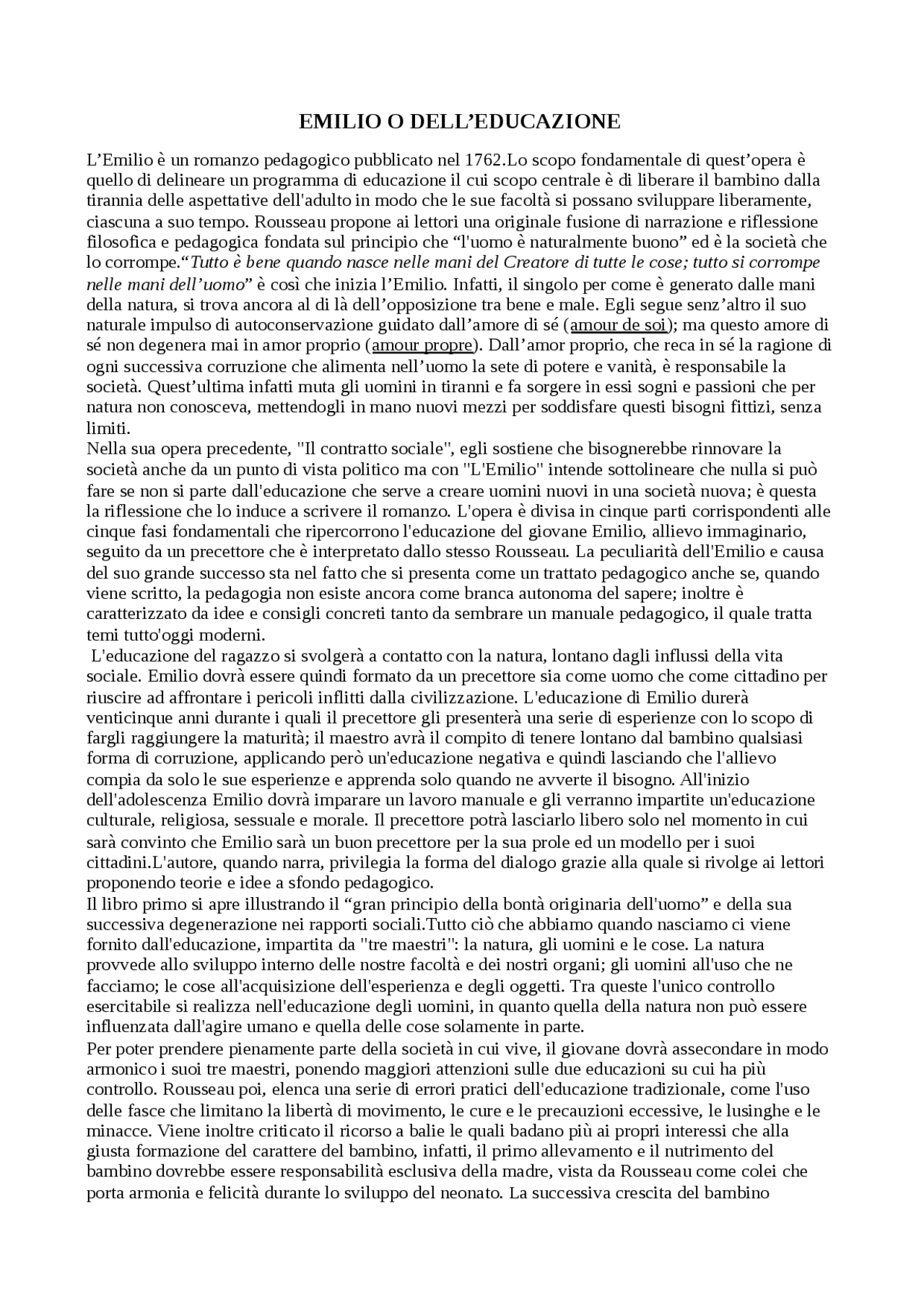 Emilio O Dell Educazione Docsity