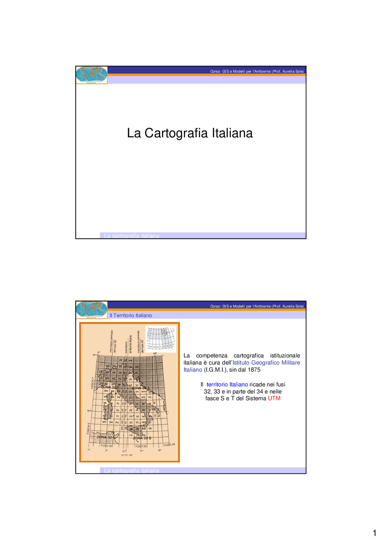 La cartografia italiana - Docsity