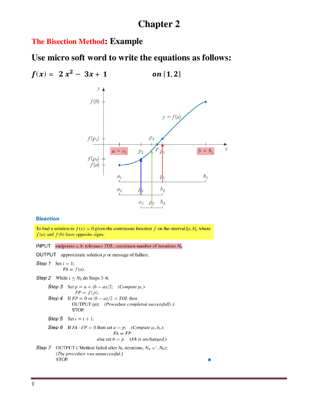 Multiple Choice Question Bisection Method The Bisection Method - Docsity