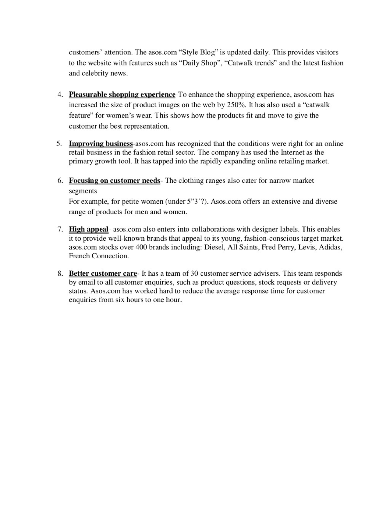 Asos 4 strategic growth case study - Docsity